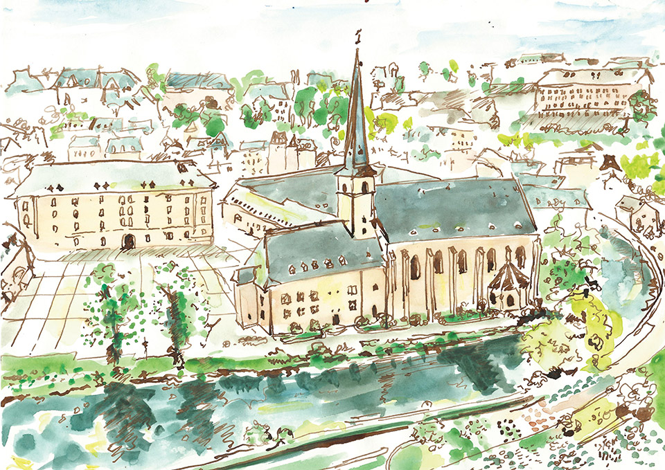 Abbaye de Neumunster Card Illustration