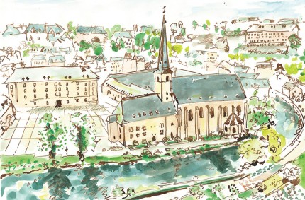 Abbaye de Neumunster Card Illustration